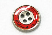 ピスボタン（エポキ金属/ロゴ：黒/バック：赤）