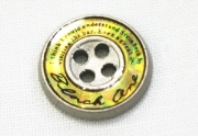 ピスボタン（エポキ金属/ロゴ：黒/バック：黄）