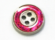 ピスボタン（エポキ金属/ロゴ：黒/バック：ピンク）