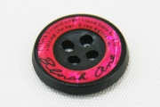 ピスボタン（エポキ金属/ロゴ：黒/バック：ピンク）