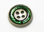 ピスボタン（エポキ金属/ロゴ：緑/バック：黒）