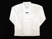 【オフホワイト】開襟シャツ長袖・ショート丈67cm水平カット