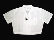 【オフホワイト】半袖・極短シャツ丈48cm水平カット 開襟シャツ　Mサイズのみ在庫わず